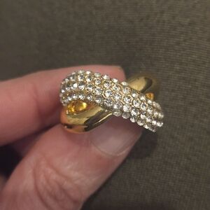 Gold and Silver Crystal Encrusted Women's Ring